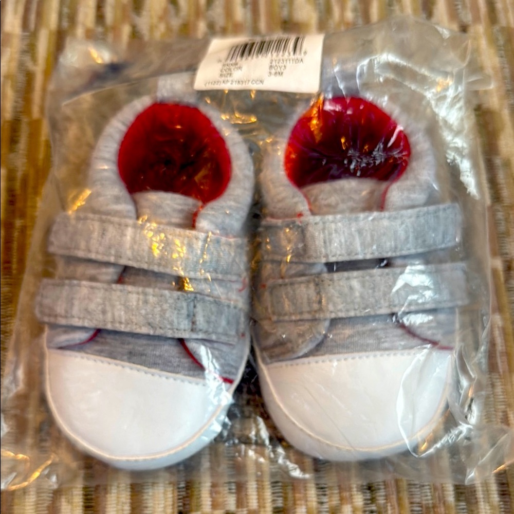 Gerber Gray and White Baby Walker Shoes with Velcro Straps
